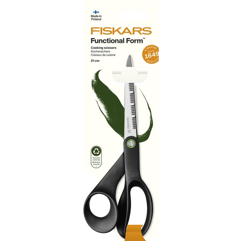 Fiskars ReNew Cooking Scissors, Length: 21 cm, Recycled Stainless Steel/Recycled