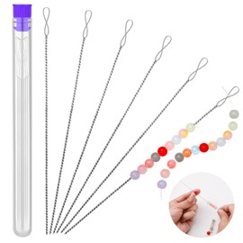 UOOU Beading Needles, 6 Pcs Twist Seed Bead Needles, Fine 0.024, Diameter 5.1 inches Length Twisted Wire Collapsible Eye Beading Needle for Jewelry Making