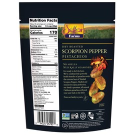 Setton Farms Pistachios, Scorpion Pepper Extreme Flavor, Naturally Seasoned, Dry Roasted No Shell, Non-GMO Project Verified, Gluten Free, Vegan, Kosher, 5 Oz
