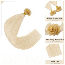 Real Hair Extensions, Hair Bonding Extensions, Keratin U-Tip Human Hair, 100 Strands