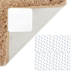 Rug Pad, 4 Pcs Non Slip Washable Grippers, Anti-slip carpet clip stickers, Grippers for Rug, 10 * 10CM, Anti-curling carpet for kitchen bathroom