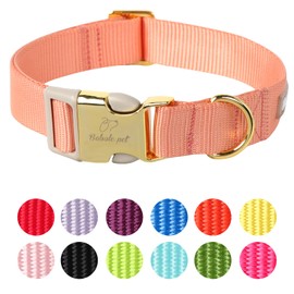 Babole Pet Nylon Dog Collar - Adjustable Orange Soft Webbing Dog Collars for Small Medium Large Dogs Boy Girl Puppy Collar with Safety Metal Buckle L