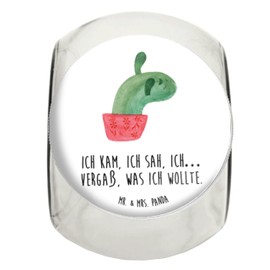 Mr. & Mrs. Panda Bonbonglas Kaktus Mama L 870ml - Geschenk, Snackdose, Glasbälter, Vorratsdose, Aufbewahrungsdose, Kakteen, Kaktusliebe, Büroalltag,