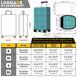 Aatacas Unique Printed Pattern Travel Luggage Cover, Luggage Tag and Luggage Handle Cover, Elastic Washable Anti-Scratch Suitcase Cover Protector (M: 24 Inch Luggage)