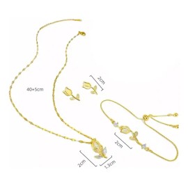 Collar Tulipán Oro Cadena 18k Joyería De Lujo Pulsera Aretes