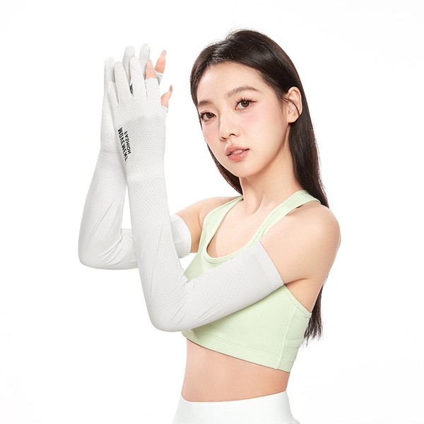 KONGZEE Arm Cover, UV Protection Gloves, Arm Sleeve, Cool to Touch, Cooling Goods, For Summer, Finger Type, Sun Protection, Women's, Sweat Absorbent, Quick Drying, Anti-Slip, Smartphone Operation, UV Protection, Stretchable, Breathable, For Work, Outdoor