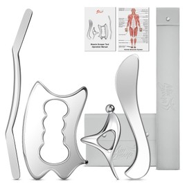 Stainless Steel Muscle Scraper Tool Set - 4Pcs Gua Sha for Myofascial Release, Deep Tissue Massage, Physical Therapy & Fascia Scrapingr (4Pcs)