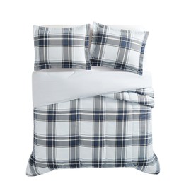 London Fog Nottingham Plaid Comforter Set Multiple Polyester 3-Piece Full/Queen Comforter Set, Plaid Themed, for Men and Women, Oeko-TEX Certified Confidence