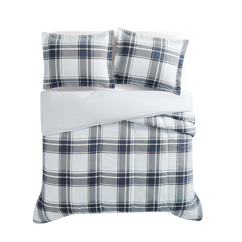 London Fog Nottingham Plaid Comforter Set Multiple Polyester 3-Piece Full/Queen