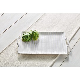 Mud Pie Stoneware Platter, White, 11 1/2" x 19"