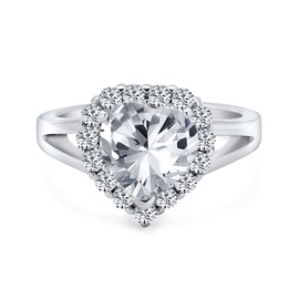 Classic Romantic 2Ct Aaa CZ Solitaire Heart-Shaped Engagement Ring for Women Thin Smooth Band Promise Ring .925 Sterling Silver, Sterling Silver, Cubic Zirconia