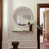 Udorich Wood Round Decorative Mirror, Rustic Circle Wall Decor, 23.62