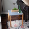 BirdRock Home End Table with Grey Top and Wooden Legs