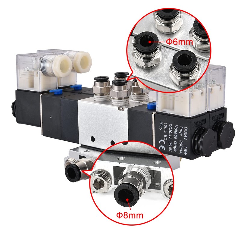 Heschen Electrical Pneumatic Twin Solenoid Valve, 4V230C-08, 24VDC, PT1/4, 5