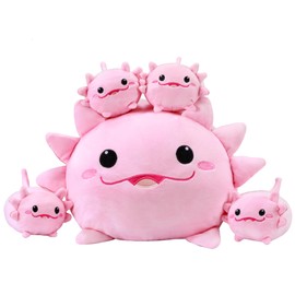 YIIQUWEN Axolotl Plush Cute Axolotl Stuffed Animal with 4 Baby Soft Pillow Valentine's Day, Birthday Gift for Girls Boys Kids Decor