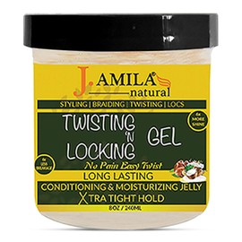 J. AMILA Natural Award Winning Twisting N Locking Gel Hair Gel Enriched with Natural Oils, Sulfate-Free, Paraben-Free Long-Lasting Conditioning & Moisturizing Extra Tight Hold (8oz)