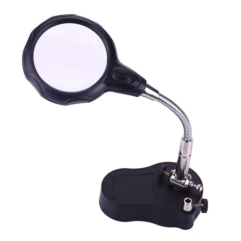 Tabletop 3.5x 12X Helping Hand Alligator Clip LED Magnifying Lamp