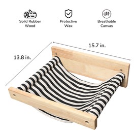 FUKUMARU Hammock Wall Mounted Cat Beds and Perches, Wooden Kitten Walls Furniture, Stable Cats Shelves for Sleeping, Playing, Climbing, and Lounging, Black Stripe