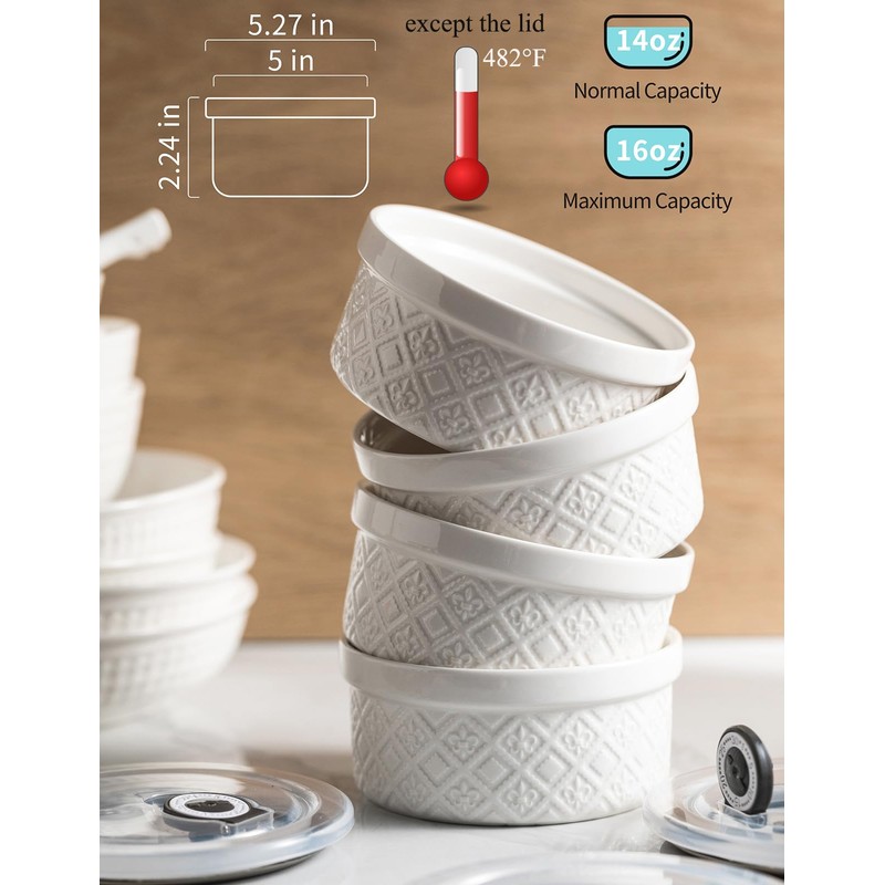MISSYSSIM 16 oz Creme Brulee Ramekins Oven Safe, Small Souffle