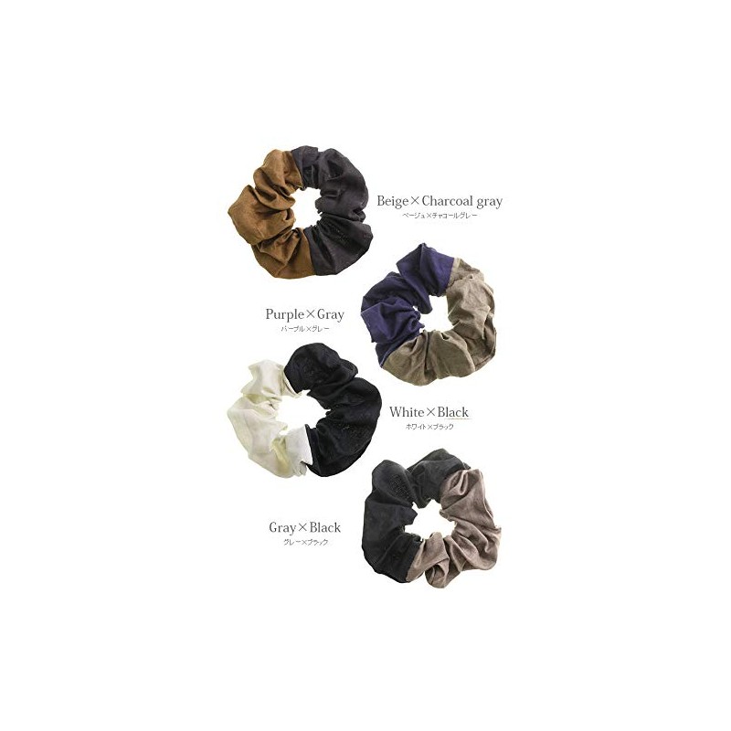 VINGTAINE HS-138-BR- Bi-Color, Scrunchy, Big, Large, Linen, Casual, Two-Tone Hair