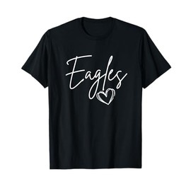 Heart Eagles Mascot School Sports Fan Team For Women Family T-Shirt