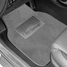 FH Group Universal Fit Full Set Doe16 Faux Rabbit Fur Automotive Floor Mats fits most Cars, SUVs, Trucks and Vans Gray