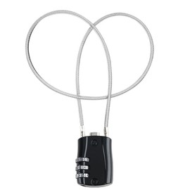 3 Digit Combination Padlock with 20inch (50cm) Steel Cable, Mini Security Resettable Coded Lock, Flexible Cable Rope Number Lock for Luggage Suitcase Gun Case Toolbox Helmet Locker (Black)