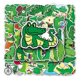 50Pcs Crocodile Stickers Cute Cartoon Animal Stickers for Laptop Skateboard Bicycle Water Bottle Scrapbook Cars Phone Guitar Suitcase Luggage,Vinyl Waterproof Alligator Stickers for Teens Kids Boys