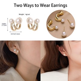 Yudisho Gold Pearl Earrings, Front and Back Earrings,Earrings Jacket for woman