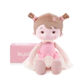 LeyaDoll Soft Baby Doll Toys (16''), My First Baby Rag Doll for 1 Year-Old Girl Birthday Gift, Leya Doll Christmas Plush Toys Gift for Toddler Kids Infants -Princess Lolly