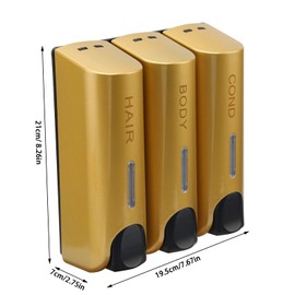 3-Chamber Soap Dispenser 350ml No Drill Wall Mounted Bathroom Shower Pump Dispenser Shampoo and Conditioner Dispenser Organizer Hand Soap Dispenser Set for Bathroom Kitchen Hotel