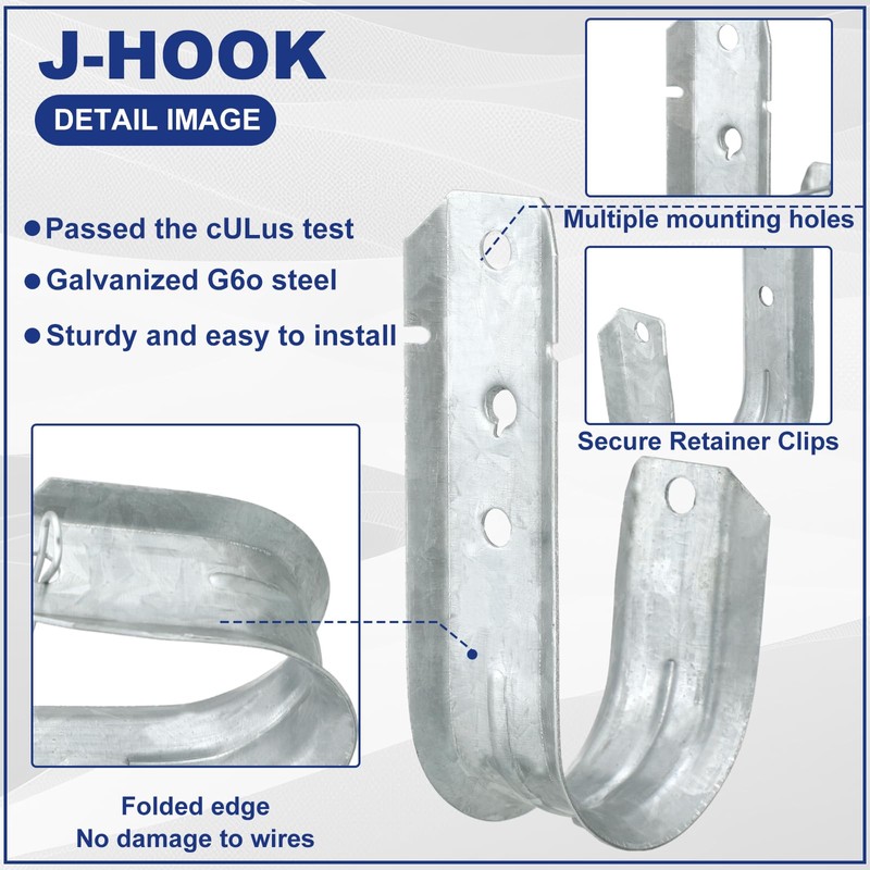 Gisafai 100 Cable Support J Hook, Cable Hooks for Hanging,
