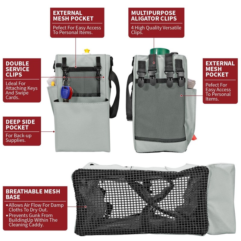 Vinsani Cleaning Caddy Multifunctional Storage Organiser Bag with Handle and