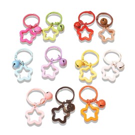 XYTAHDM Pack of 12 30 mm Key Rings - Creative Colourful Painted Star Key Rings Made of Alloy - With Cute Bell Design - Perfect for Daily Use, Key & Bag Decoration