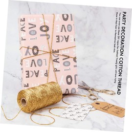 Hohopeti 1 Roll Gold Decorative Twine Crafts Rope 100m Party Decoration Cotton Thread Rope Decoration String