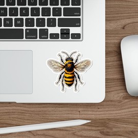 Bee Sticker Window Souvenir Decal Vinyl Small Waterproof Bottle Mug Passport Book Scrapbook Notebook Laptop Tumbler Skateboard Computer Phone Size 4" Gift ID44990