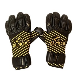 Almos Soccer Max Super Soft Reflex Goalkeeper Gloves – Goalie Gloves for Adult & Youth | Strong Grip for Toughest Saves with Finger Protection, Non-Slip Wear Resistant Latex, Black & Gold, Size 7 |
