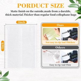 Prembag - 100 bolsas transparentes para galletas de 5 x 7 pulgadas con sello, bolsas transparentes de sellado térmico para galletas, bolsa pequeña para panadería, borde ondulado