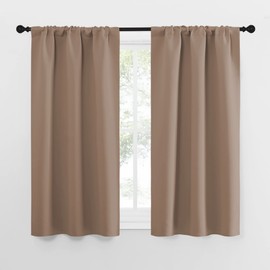 NICETOWN Cortinas Opacas para Ventana de Cocina, Tratamiento de Ventana, Aislamiento térmico, Bolsillo para Barra, pequeñas Cortinas Opacas para Dormitorio/Cocina (Moca, 1 Par, 86 x 137 cm)