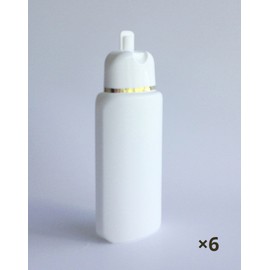 6 ovale Klappflaschen weiÃ mit Goldrand 200ml, Kosmetex leer zum BefÃ¼llen, Dusch Shampoo-Flasche, 6x m. Goldrand