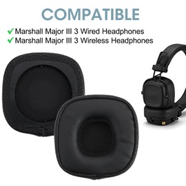 1 Pair Replacement Ear Pads for Marshall Major III Headphones, Memory Foam Protein PU Leather Ear Pads, Noise Isolating Ear Pads Compatible with Marshall Major 3 Wired/Wireless