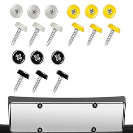 9 Pcs Number Plate Screws,Number Plate Fixings,Durable Plastic&Metal Car License-Plate Bolts Replacement Accessory Oversized Tricolor Numberplate Screw Fixing Set for Automotive(White, Yellow, Black)