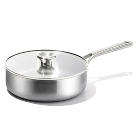 OXO Mira Tri-Ply Stainless Steel, 3.25QT Saute Pan Jumbo Cooker with Lid, Induction, Multi Clad, Dishwasher and Metal Utensil Safe
