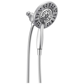 Delta 4-Setting In2ition 2-in-1 Dual Shower Head with HandHeld Spray, Chrome Detachable Shower Head with Hose, Showerhead, 1.75 GPM Flow Rate, Chrome 58499