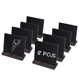 Mini Chalkboard Signs for Table, TAKSDAI 5" Ã 6" Message Board Wood Base Style Tabletop Blackboard with Stand, Set of 8