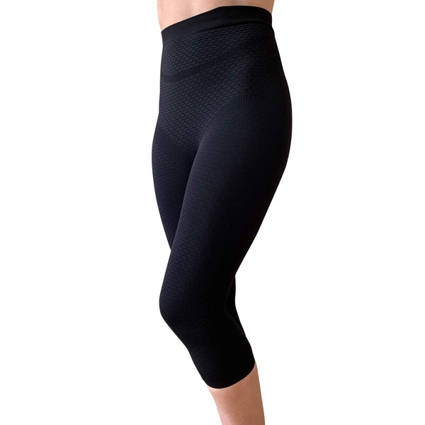 Bioflect® Capri Compression Leggings with Bioceramic Fibers and Micro-Massage Knit- for Support and Comfort - Black S/M