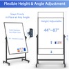 Rolling Whiteboard on Wheels, Double-Sided Magnetic Dry Erase Board with
