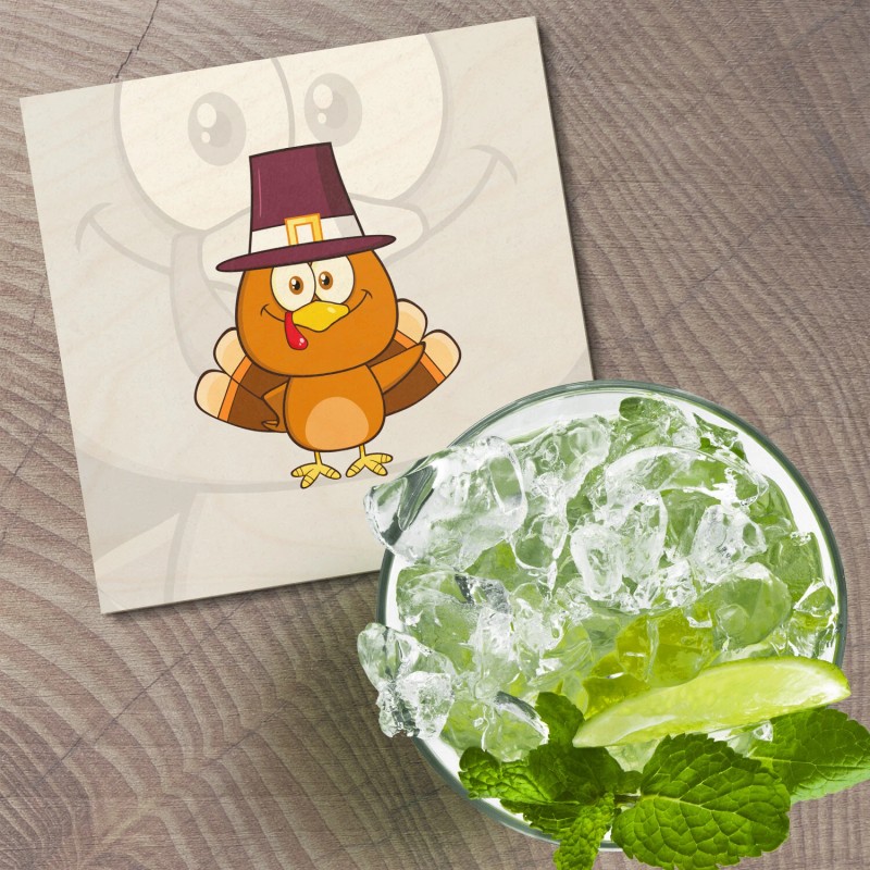 Unbranded Cute Pilgrim Turkey Bird Animal 4'' X 4'' Square
