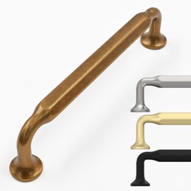 9BUILD 10 Pack Antique Brass Cabinet Pulls 5 Inch Handles - Vintage Drawer Pulls for Kitchen Cabinets - Retro Kitchen Handles