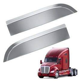 2 PCS Stainless Steel 8" Chop Tops Polished for Kenworth T680/T880 - Sunshade Visors with Anti-Scratch Film